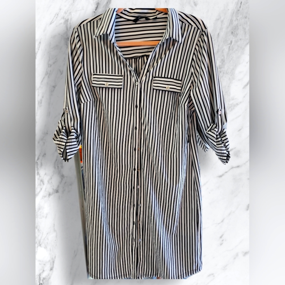 Pinstripe shirt dress